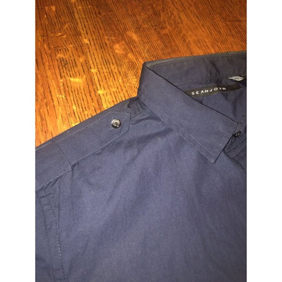 Sean John Men's Navy Short Sleeve Button-Up Shirt Size Medium - Picture 11 of 16